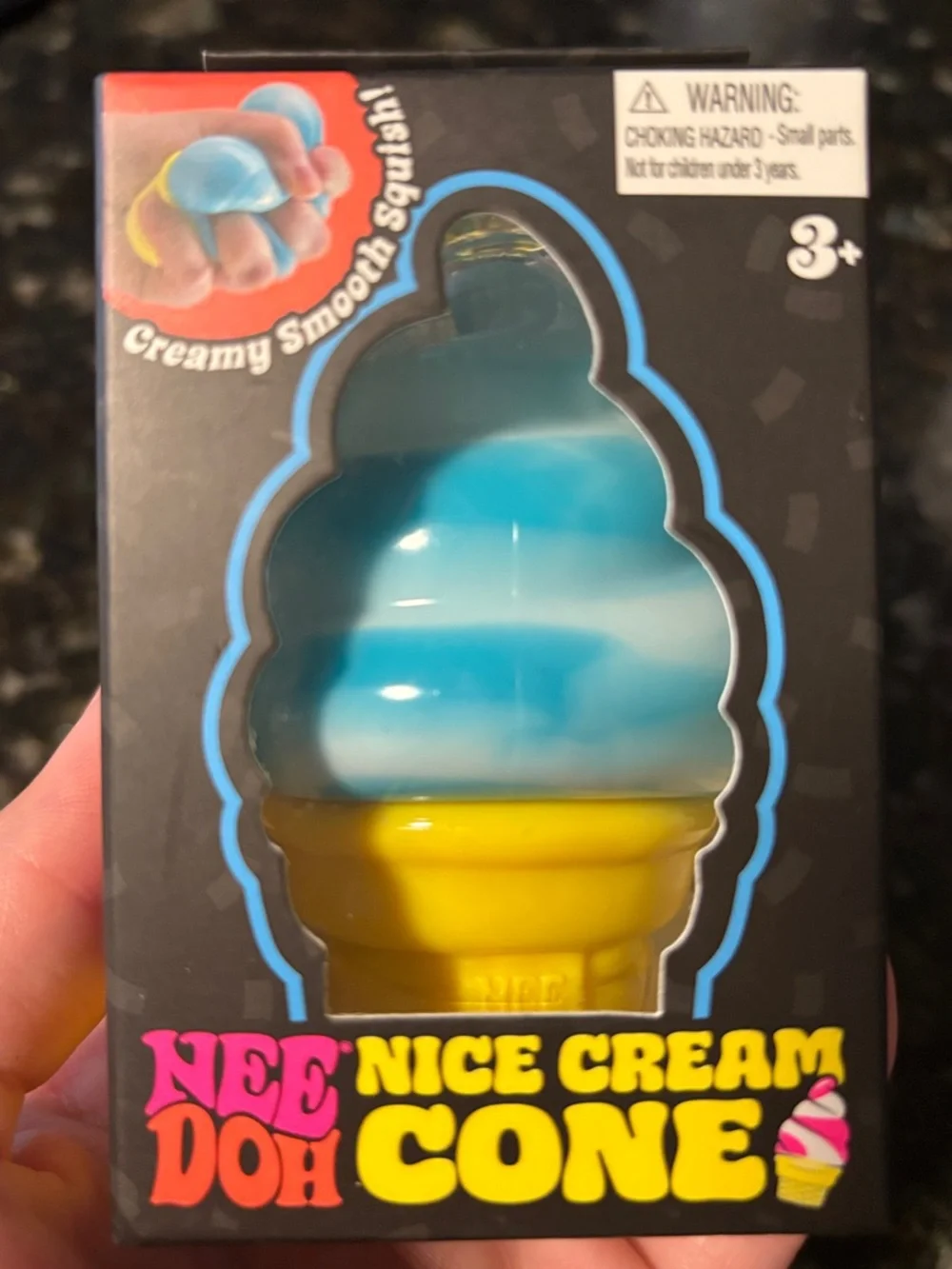 NeeDoh Nice Cream Cone fidget toy by Schylling-Blue